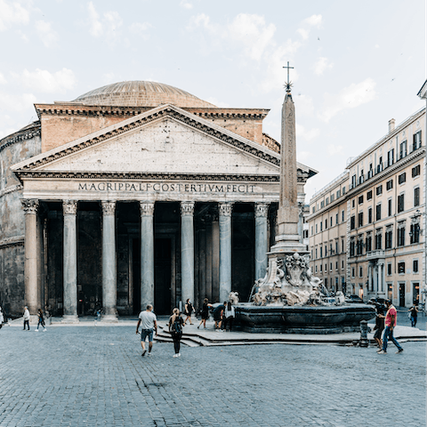 Stay near the most iconic, well-preserved building of Ancient Rome – the Pantheon 