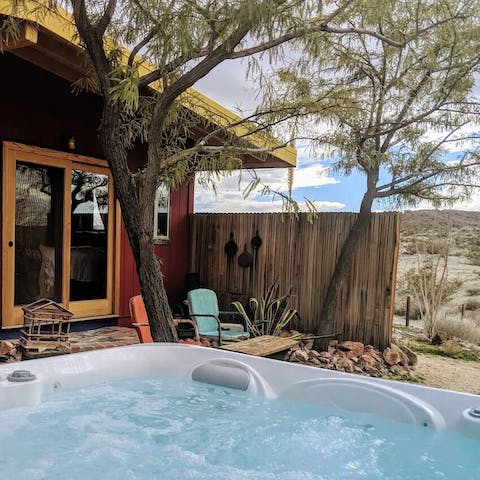 Relax in one of two hot tubs