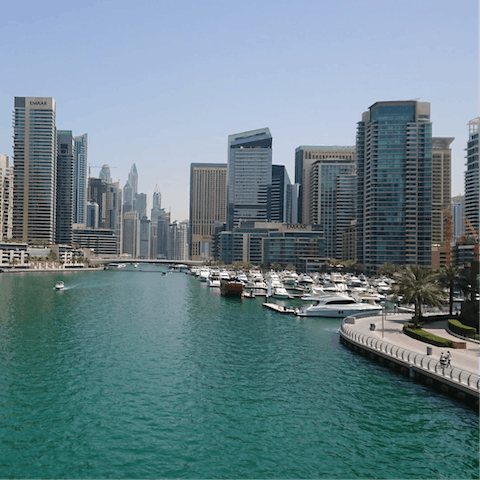 Mosey down to Dubai Marina to watch the boats come and go, just a short stroll away
