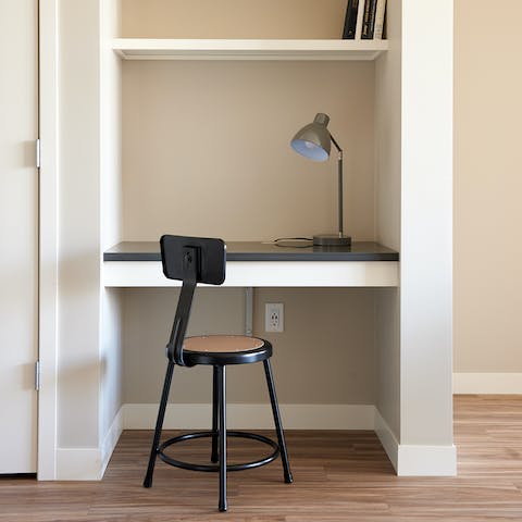 Catch up on work at your private desk area