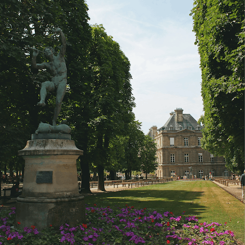 While away a sunny afternoon in the verdant Luxembourg Gardens, just a few steps away