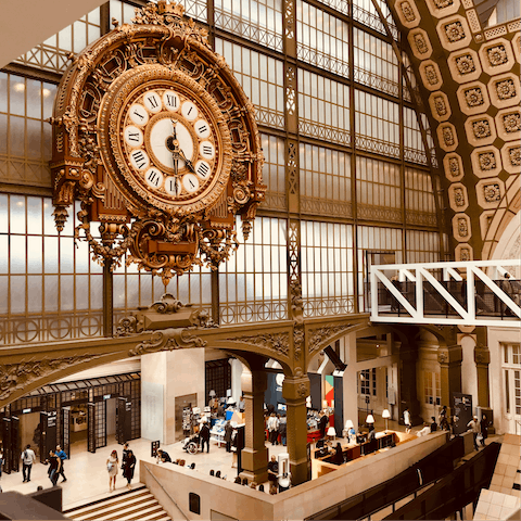 Lose yourself in the fascinating exhibits on display at the Musée d'Orsay, a twenty-five-minute walk 