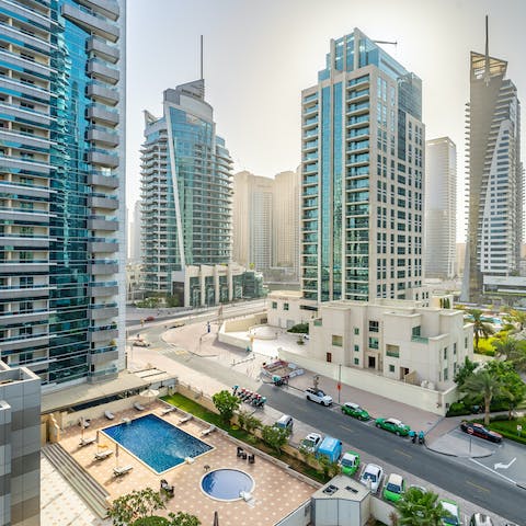 Discover the expansive city landscape from the Dubai Marina