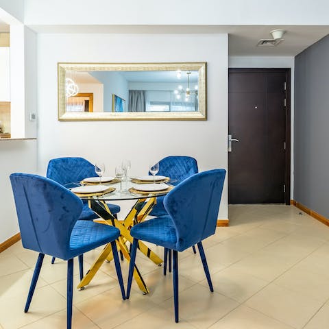 Gather around the table for beautiful meals as the sun sets