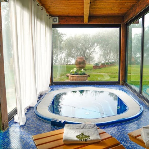 Book in a treatment followed by a Jacuzzi soak at the on-site shared spa