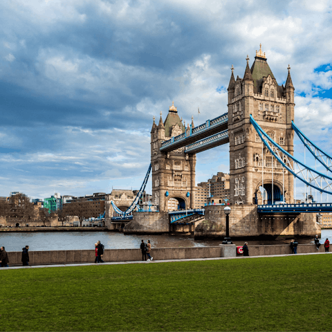 Start your day of sightseeing at Tower Bridge, just a ten-minute stroll away