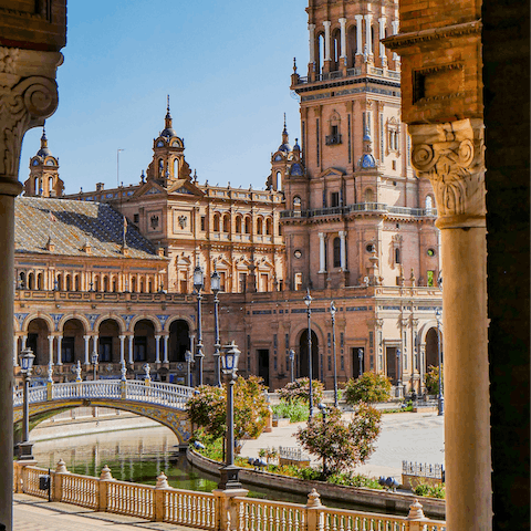 Stroll around Plaza de Espana and find a spot for lunch – it's a fifteen-minute drive