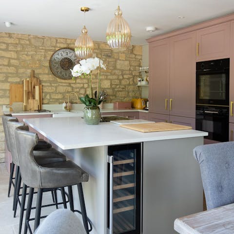 Sip wine at the kitchen island