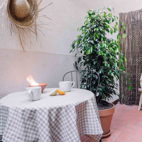 Relax in the private courtyard with a glass of Cava