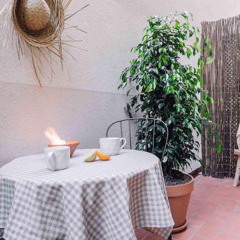 Relax in the private courtyard with a glass of Cava