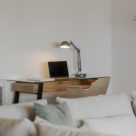 Keep one eye on work at the dedicated desk space