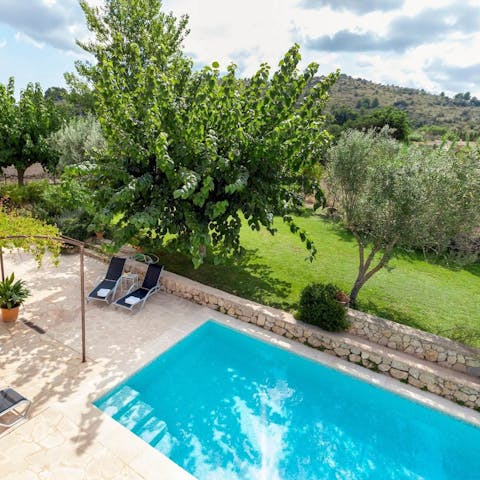 Soak up the sun and views of the unspoilt countryside from the private pool 