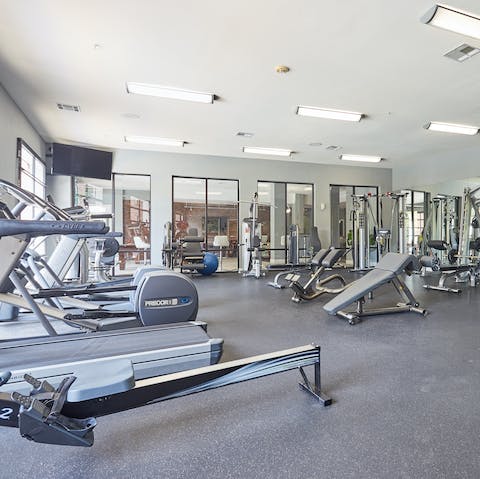 Bank a workout in the shared fitness centre