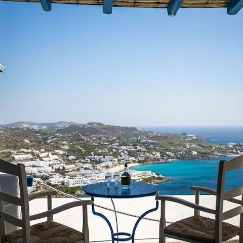 Enjoy a drink not the balcony, which offers spectacular views of the island