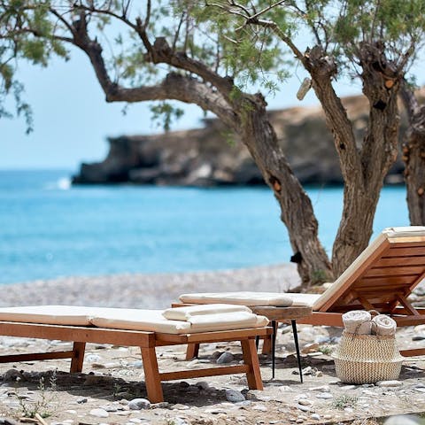 Step outside and walk straight down to Kakia Skala Beach 