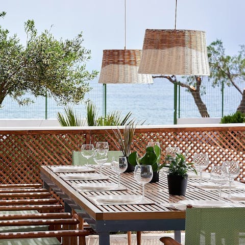 Enjoy delicious Cretan meals served on the terrace 