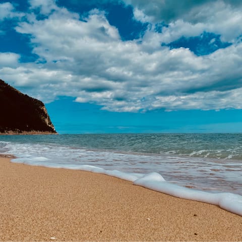 Enjoy the beautiful beach – a twenty-minute walk away