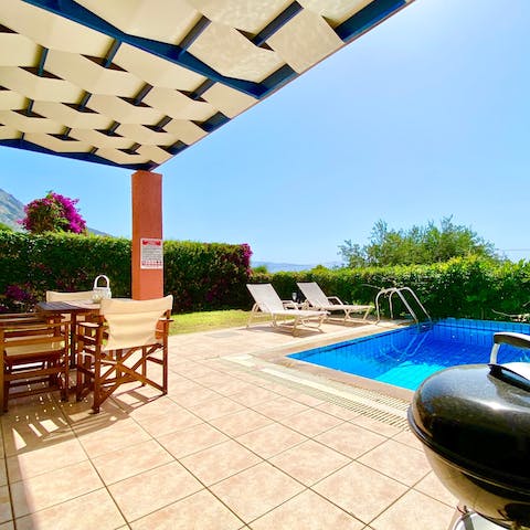 Light the barbecue and enjoy a meal on your sun-drenched terrace