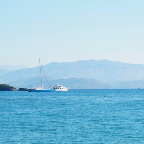 Take the 100m stroll down a private footpath to Barbati beach to enjoy Corfu's coast at its finest