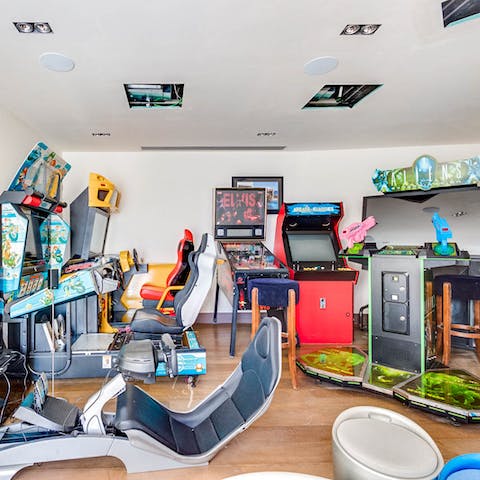 Play like a kid in the arcade room decked out with state-of-the-art games