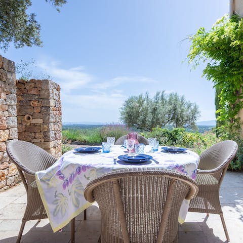 Start the day with coffee and pastries on one of the pair of terraces