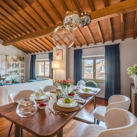 Feast on Tuscan classics under the wooden beams