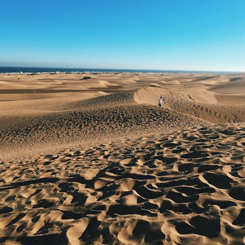 Head to the sand dunes of Mapalomas sand dunes, just a twelve-minute drive away