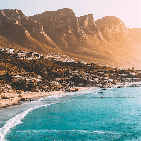 Check out the incredible beaches of Cape Town, with their dramatic mountain backdrop