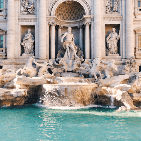 Wish for a return to Rome at the Trevi Fountain, within walking distance