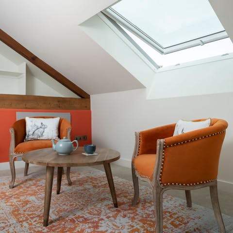 Enjoy a cup of tea in the light of the skylight