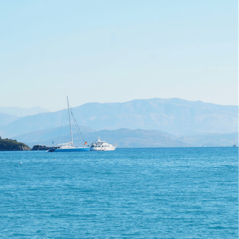Stroll a few minutes to Dassia Beach to swim in the crystal-clear water