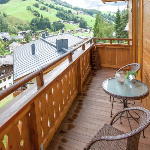 Savour your morning coffee on one of the rustic, wooden balconies