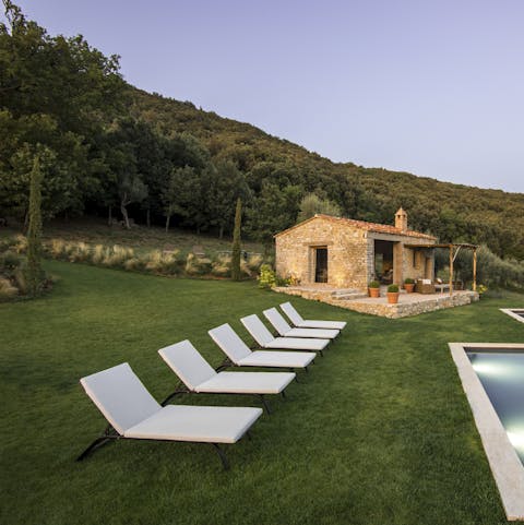 Gaze upon the vineyards from the comfort of your sun lounger