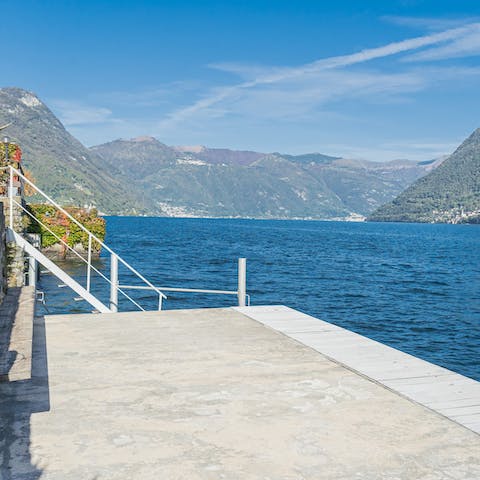 Sunbathe and swim from your private jetty