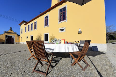 Enjoy an alfresco meal of local Portuguese treats out on the cobbled outdoor terrace