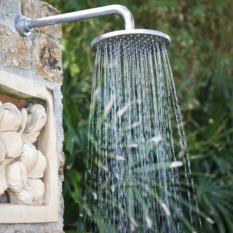 Re-invigorate yourself after a day at the beach in the outdoor shower
