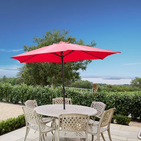 Tuck into lunch overlooking the lough