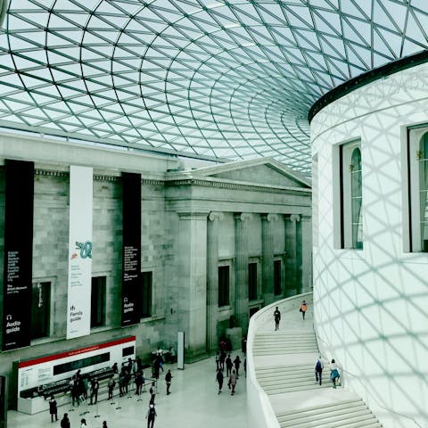 Browse the vast collections at the British Museum nearby