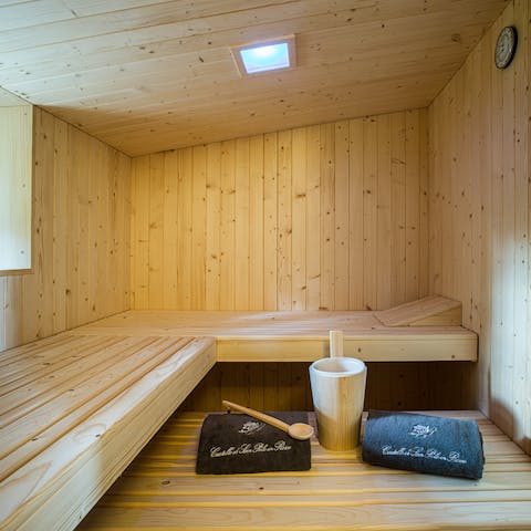 Relax in the private sauna room