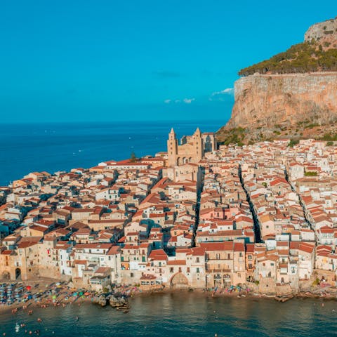 Explore the winding medieval streets of Cefalù – this historic town is a little over twenty minutes away