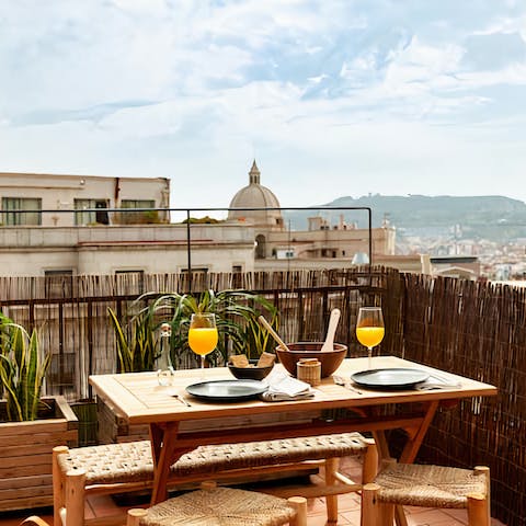 Pinch yourself as you gaze over the city from your large private terrace