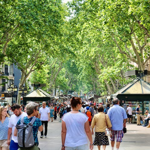Turn the corner and walk for five minutes to reach the buzzing Las Ramblas