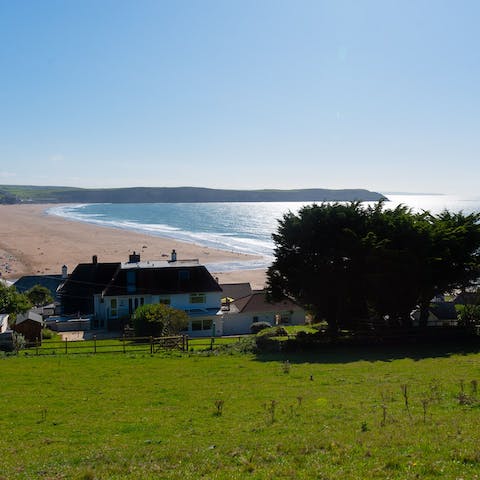 Take in the vast and wonderful views of Woolacombe beach