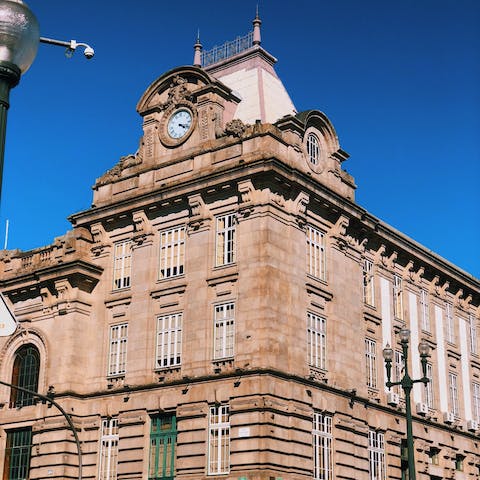 Admire the painted azulejos tiles in São Bento Railway Station, 300 metres from your doorstep