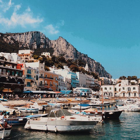 Explore the harbour of Marina Grande, a nine-minute taxi ride away