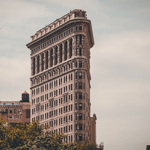 Stay in the smart Flatiron district of NYC, an eight-minute walk away from the iconic building