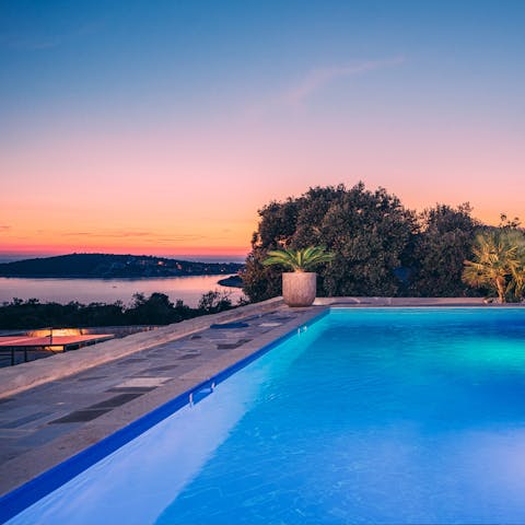 Admire the incredible sea views from the pool