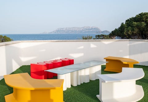 Head up to the roof terrace and gaze out over the Tyrrhenian Sea