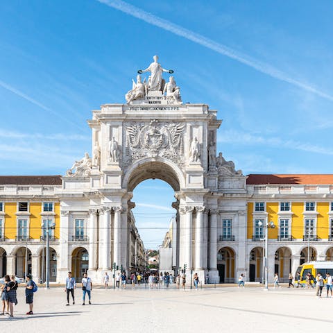 Spend a sunny afternoon at the Praça do Comércio, one of the biggest squares in Europe