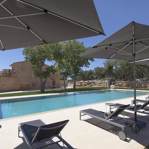 Swim laps in the private pool to escape the Mallorcan heat